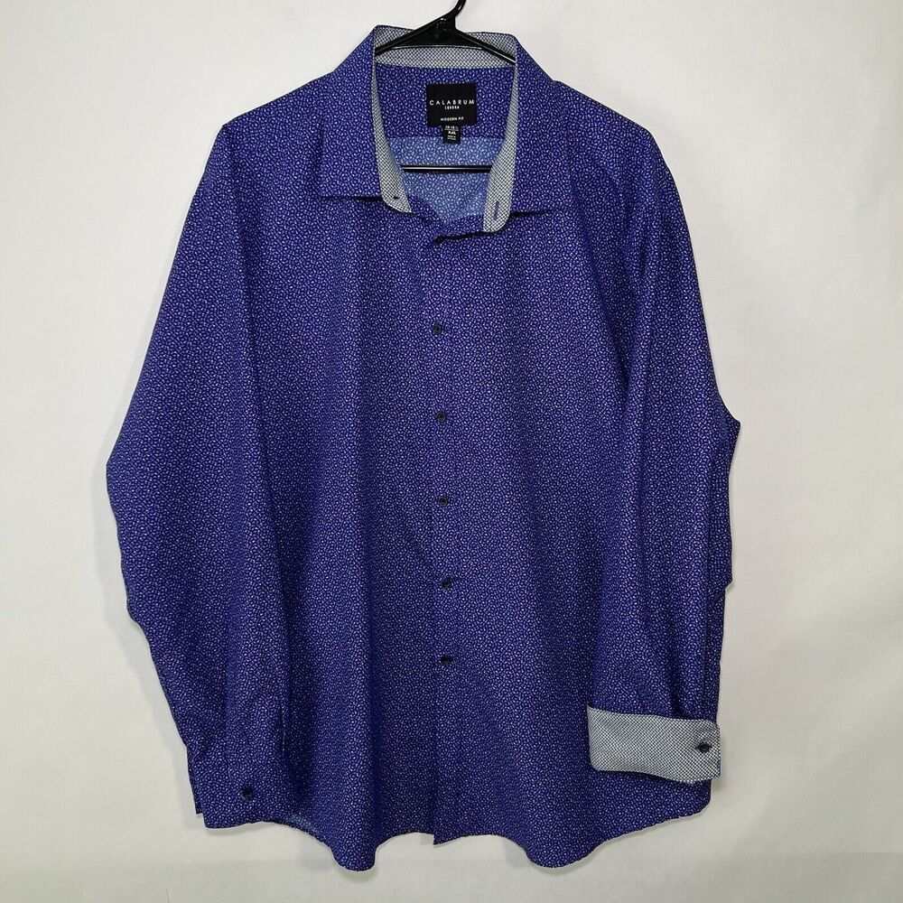 Calabrum London Button Up Modern Fit Dress Shirt Mens Size 18-18.5 XXL Purple
